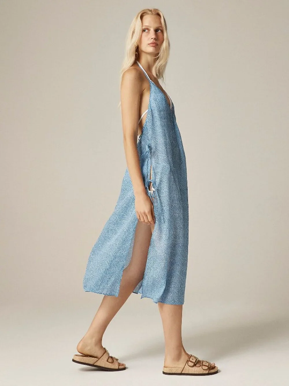 NWT J. Crew Size Medium Side Tie Beach Cover Up Midi Dress Mini Floral Print NEW